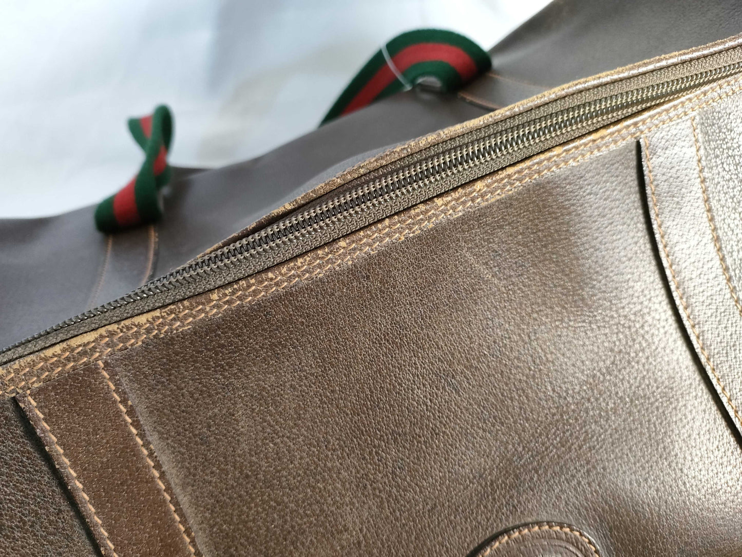 GUCCI GUCCI Leather Boston Bag, Vintage Brown