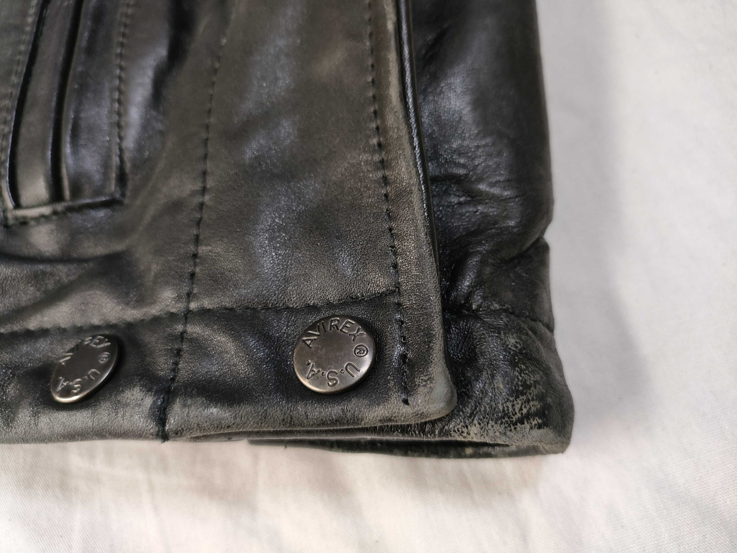 AVIREX Leather Flight Jacket with Genuine Leather Liner