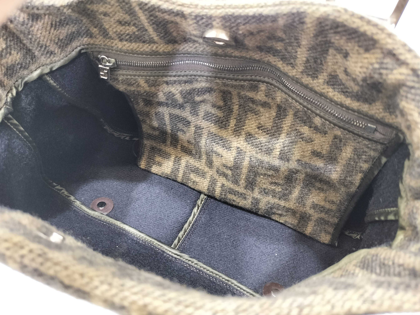 FENDI Zucca pattern Zucca wool handbag with FF hardware