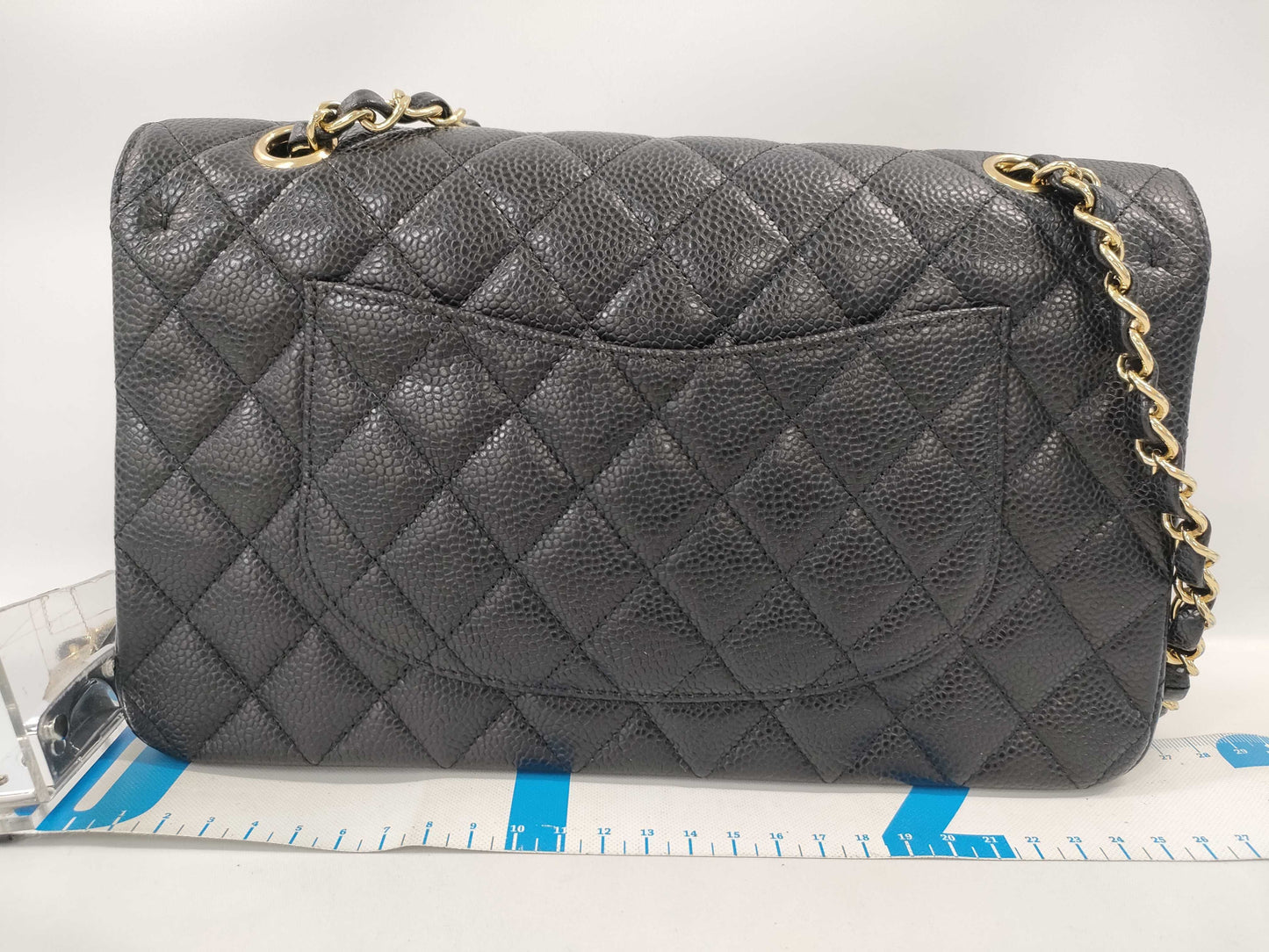 CHANEL Matelasse 25 Caviar Leather Black Double Flap Double Chain GD Hardware Size 13 Shoulder Bag