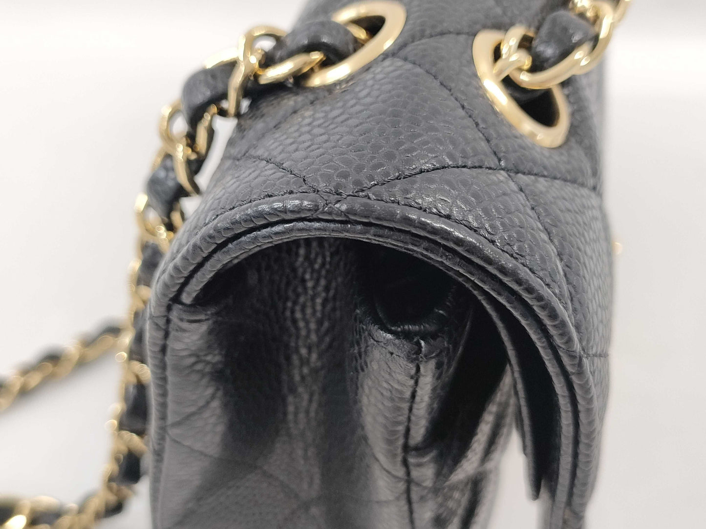 CHANEL Matelasse 25 Caviar Leather Black Double Flap Double Chain GD Hardware Size 13 Shoulder Bag