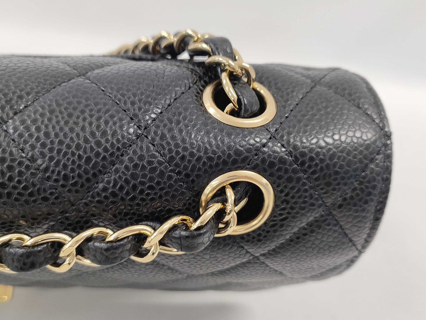 CHANEL Matelasse 25 Caviar Leather Black Double Flap Double Chain GD Hardware Size 13 Shoulder Bag