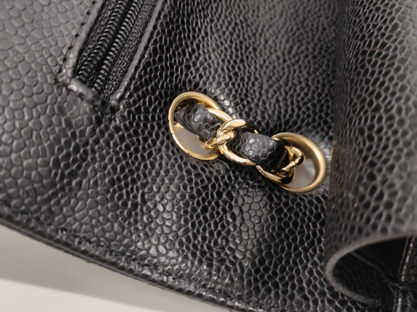 CHANEL Matelasse 25 Caviar Leather Black Double Flap Double Chain GD Hardware Size 13 Shoulder Bag