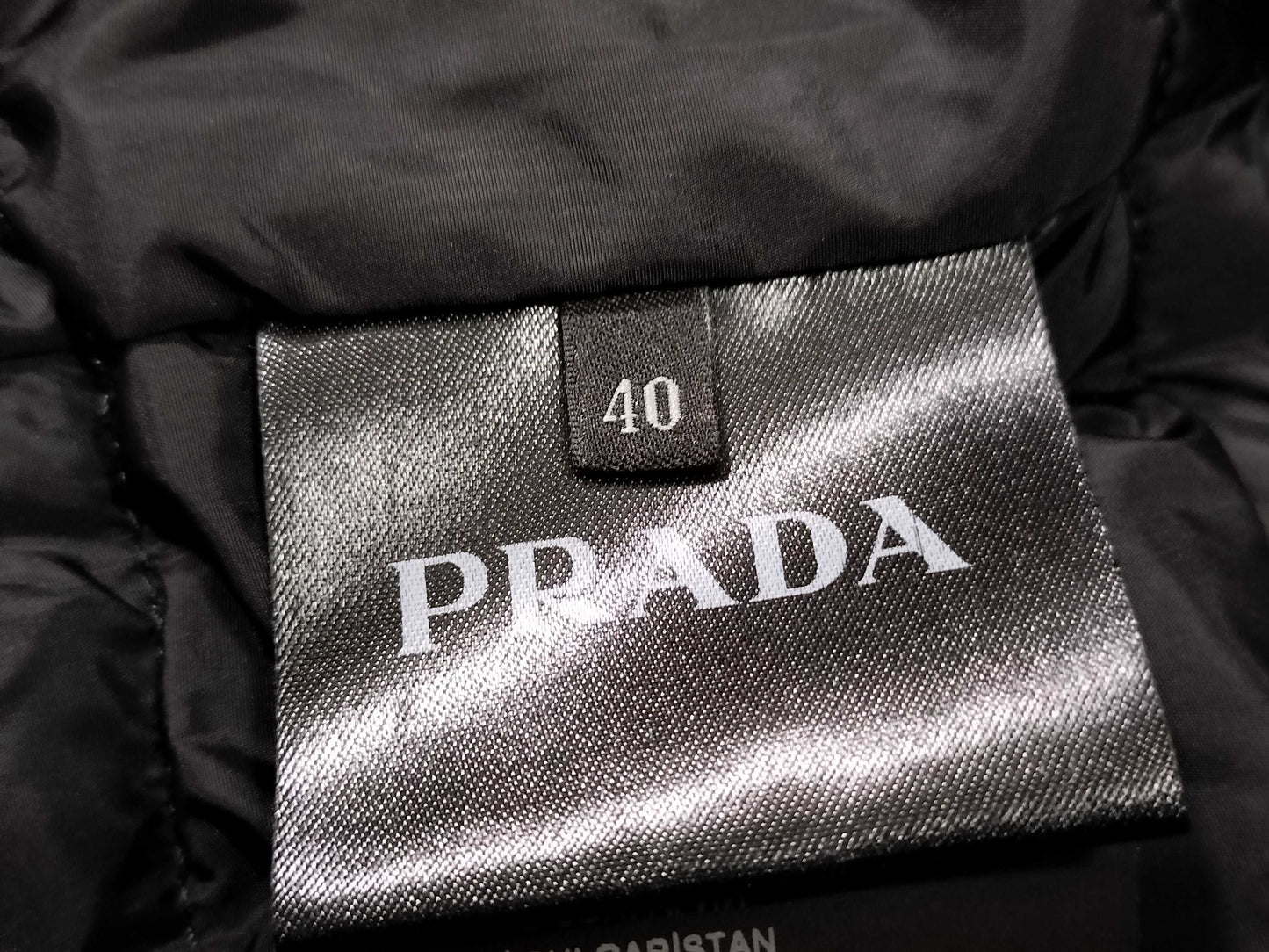 PRADA Prada Down Jacket with Triangle Logo Plate and Fur, Size 40