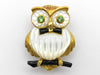 Owl Motif Shell Onyx PE 0.13ct K18 8.3g Brooch