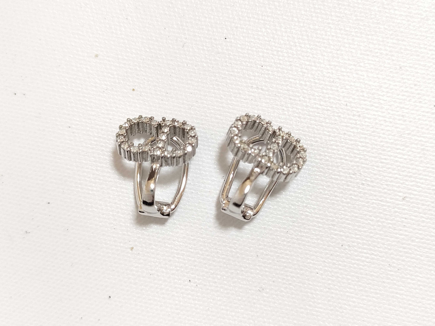 Dior Christian Dior CD Logo Rhinestone Clair D Lune Earrings