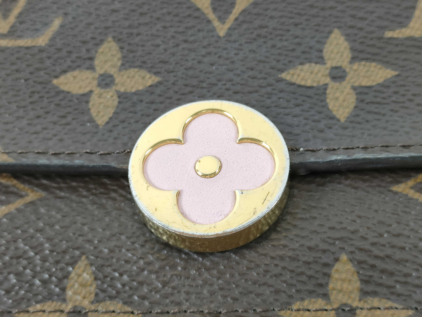 LOUIS VUITTON RFID Verified S N 4199 Monogram Louis Vuitton Monogram Portefeuille Flore Chain Rose Ballerine Shoulder Bag