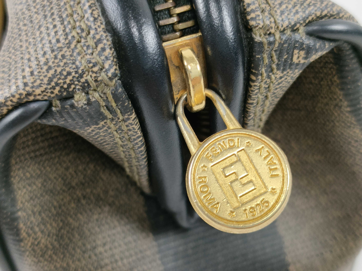 FENDI Pecan Monogram Boston Small Handbag