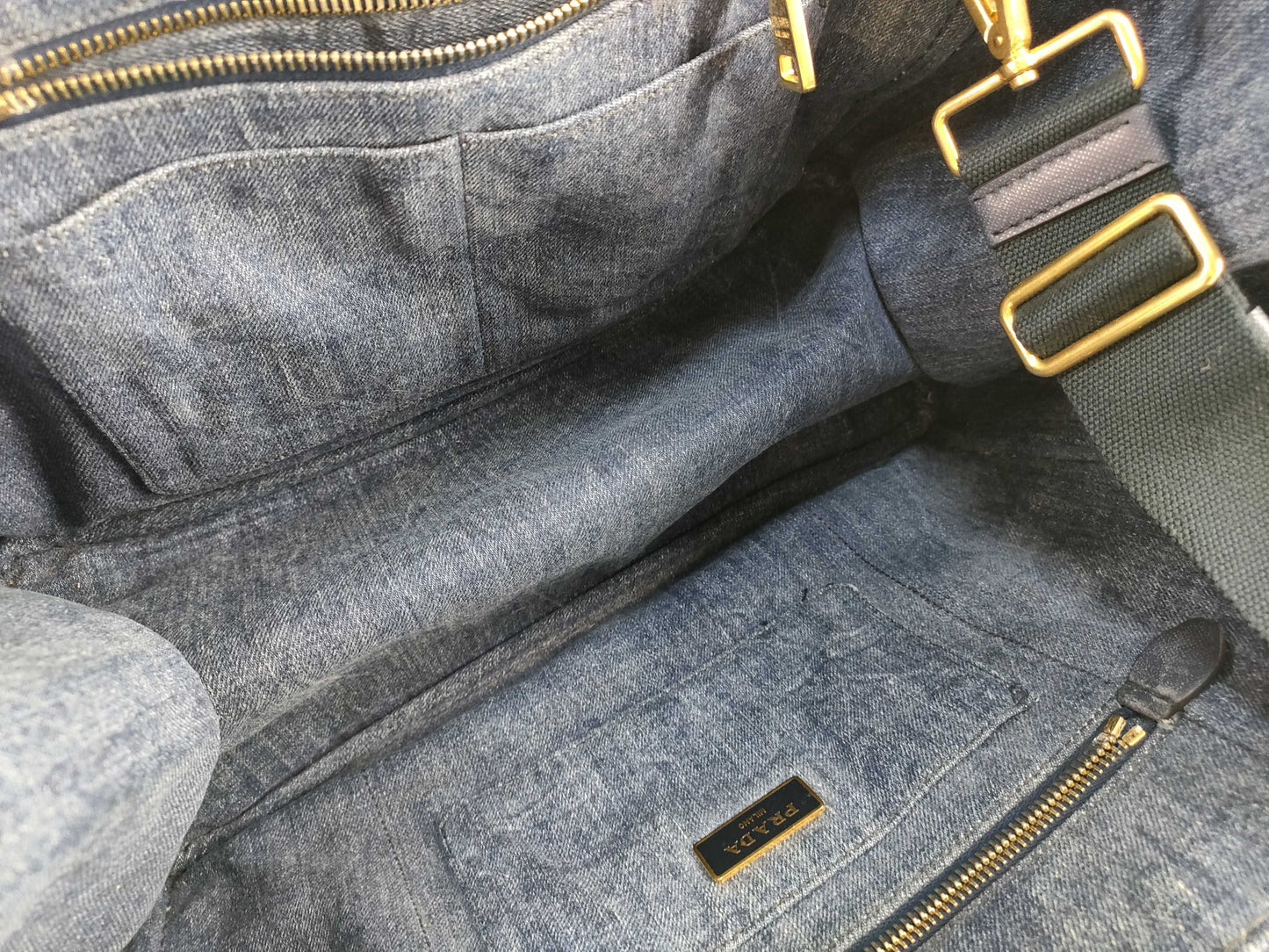 PRADA Prada Denim Canapa 2-way Tote Bag