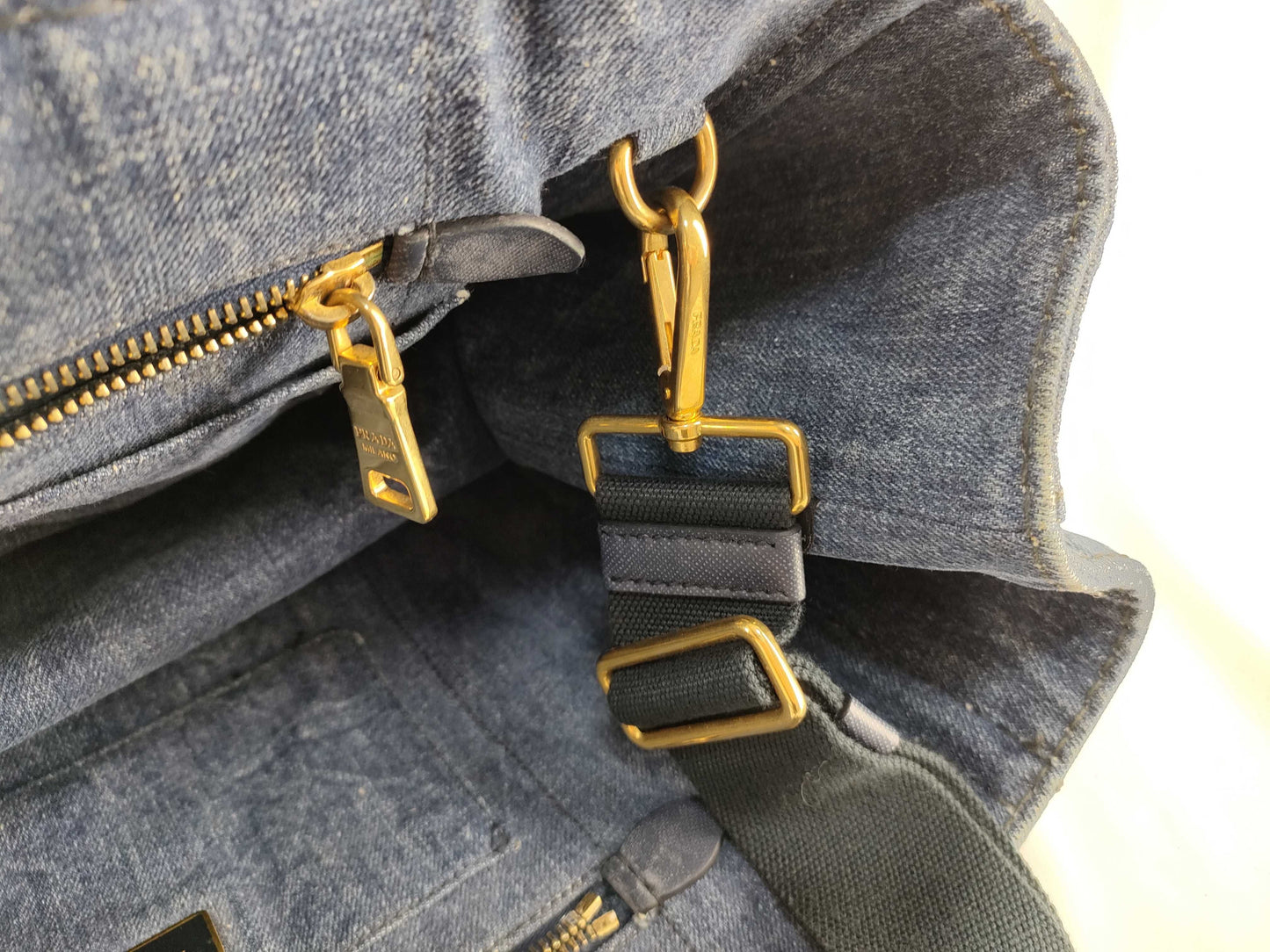 PRADA Prada Denim Canapa 2-way Tote Bag