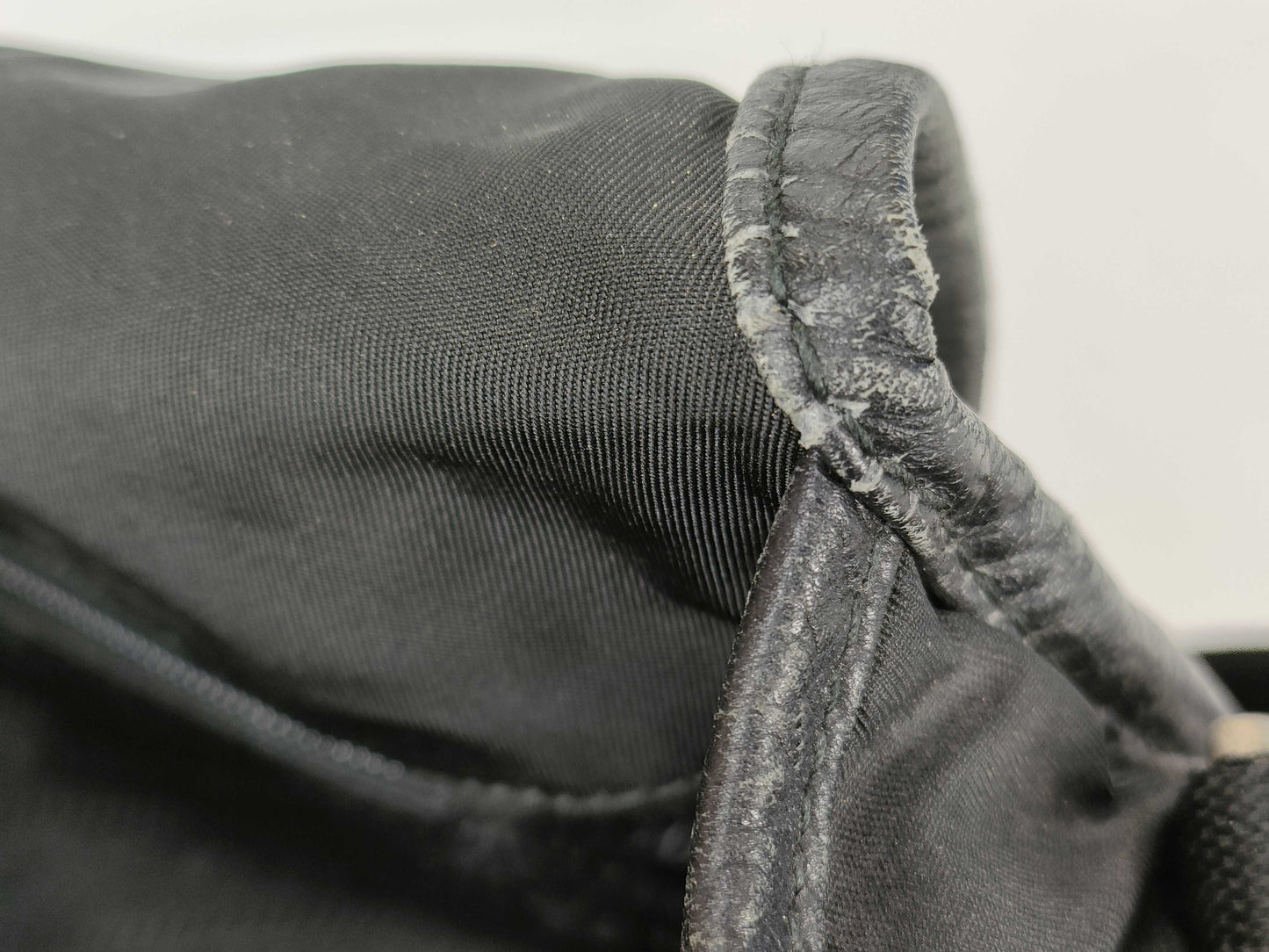 PRADA Nylon Prada Saffiano Combination Messenger Bag Black Shoulder Bag