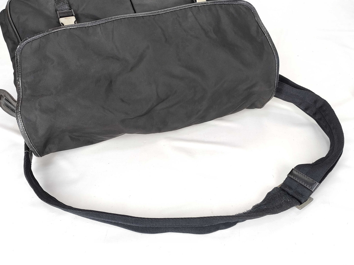 PRADA Nylon Prada Saffiano Combination Messenger Bag Black Shoulder Bag