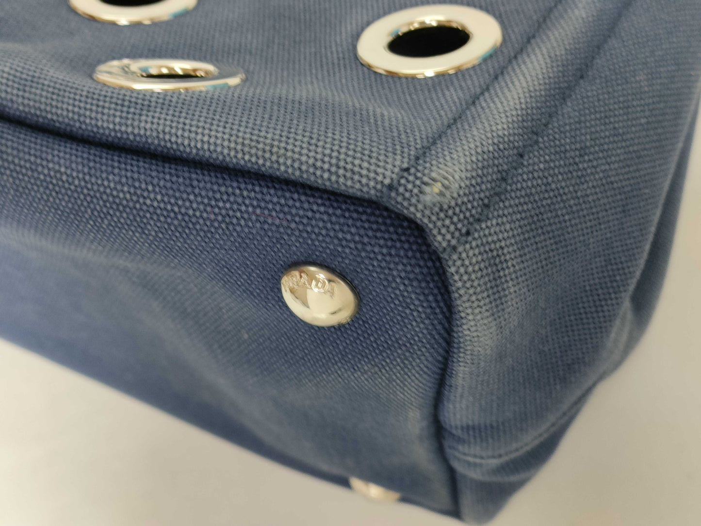 PRADA Prada Grommet Canapa Tote Bag with Pouch