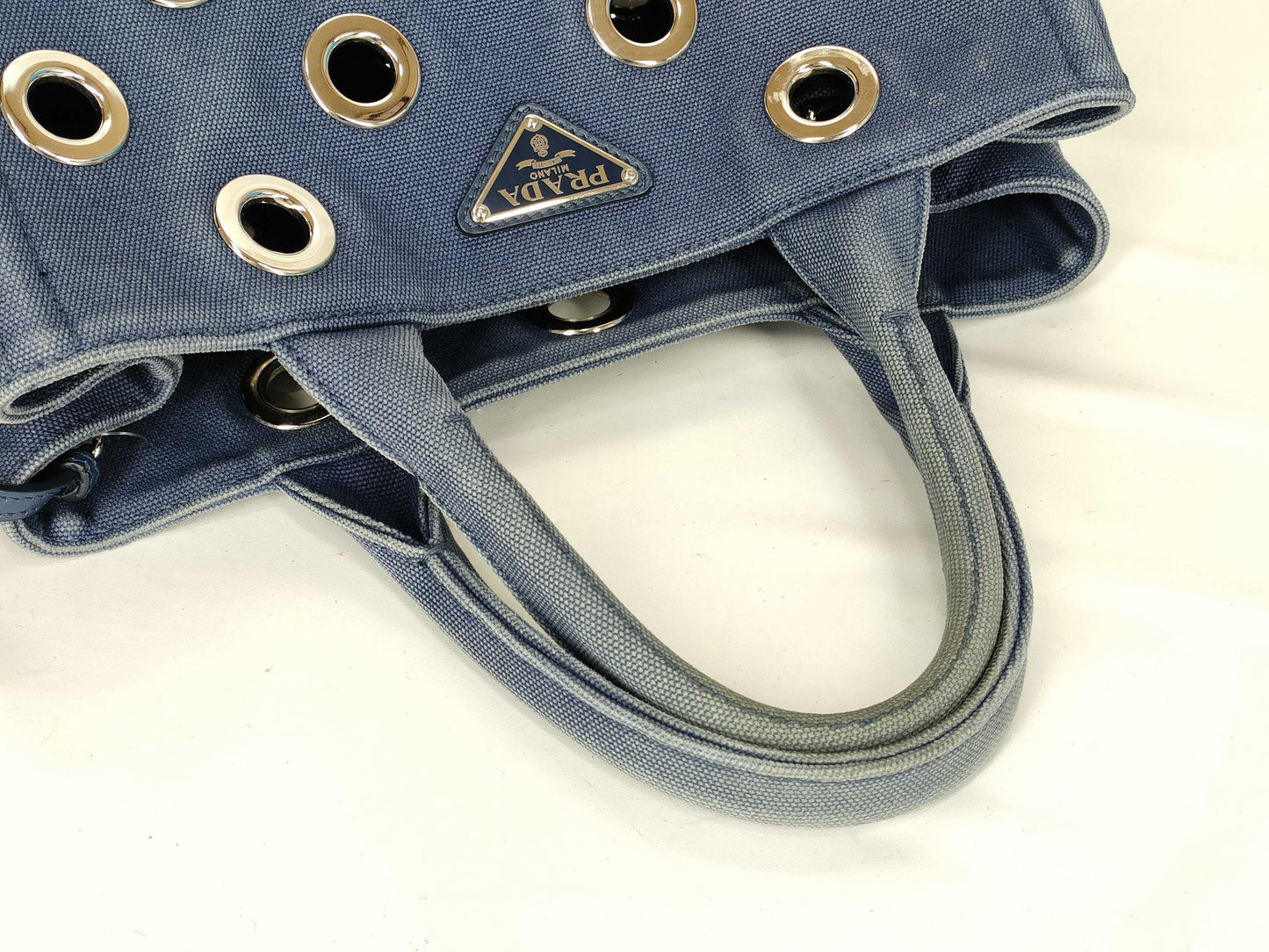 PRADA Prada Grommet Canapa Tote Bag with Pouch