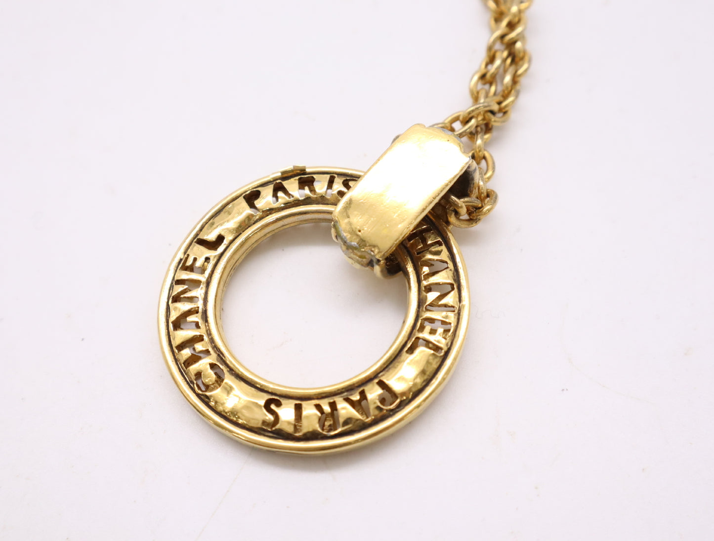 CHANEL Logo Ring Chain Necklace, Gold, Box Included, Chain Approx. 90cm