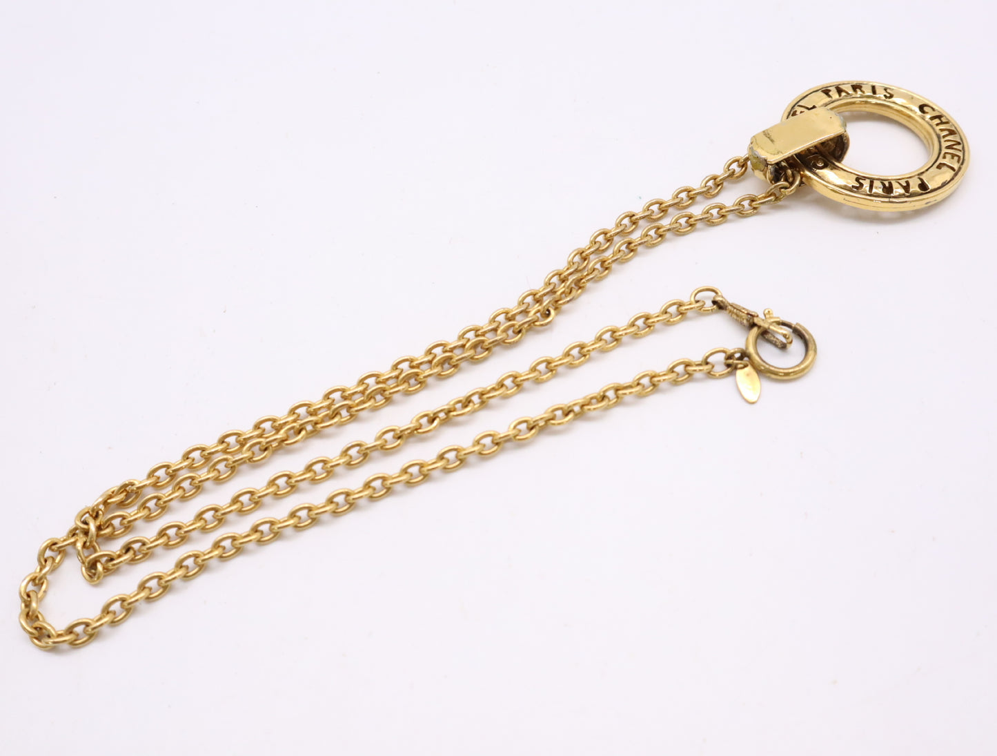 CHANEL Logo Ring Chain Necklace, Gold, Box Included, Chain Approx. 90cm