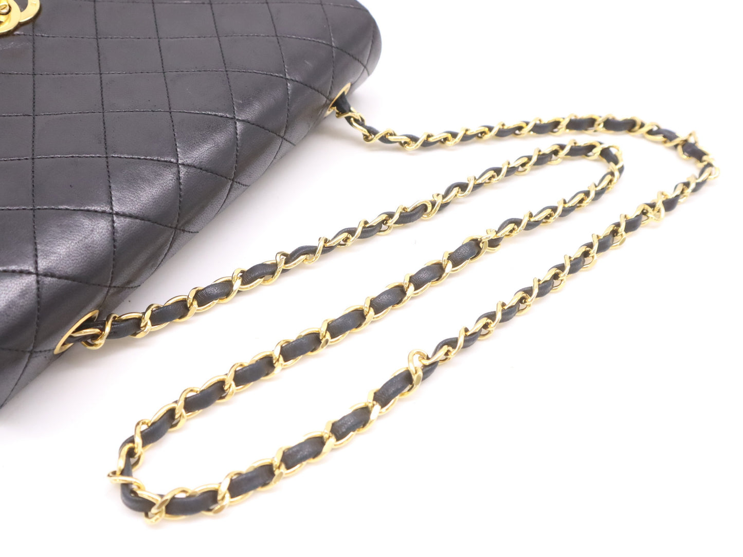 CHANEL Matelasse 23 Shoulder Bag with Full Flap, S-Chain, Turn Lock, GD Hardware, Black, Seal Marks, Card Number 1395084