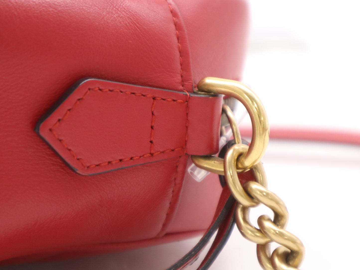 GUCCI Leather GG Marmont Quilted Small Shoulder Bag in Red with Dust Bag