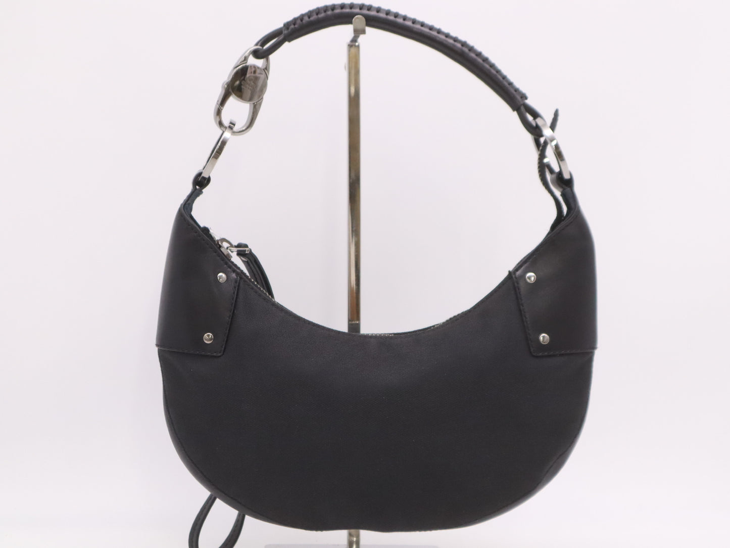 GUCCI 109208 Canvas x Leather One-Shoulder Black Shoulder Bag