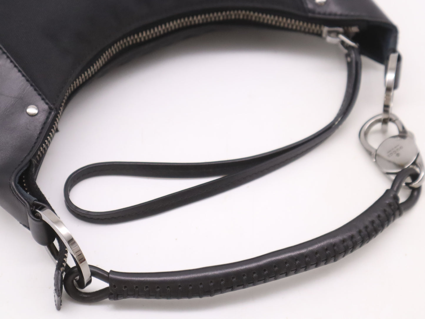 GUCCI 109208 Canvas x Leather One-Shoulder Black Shoulder Bag