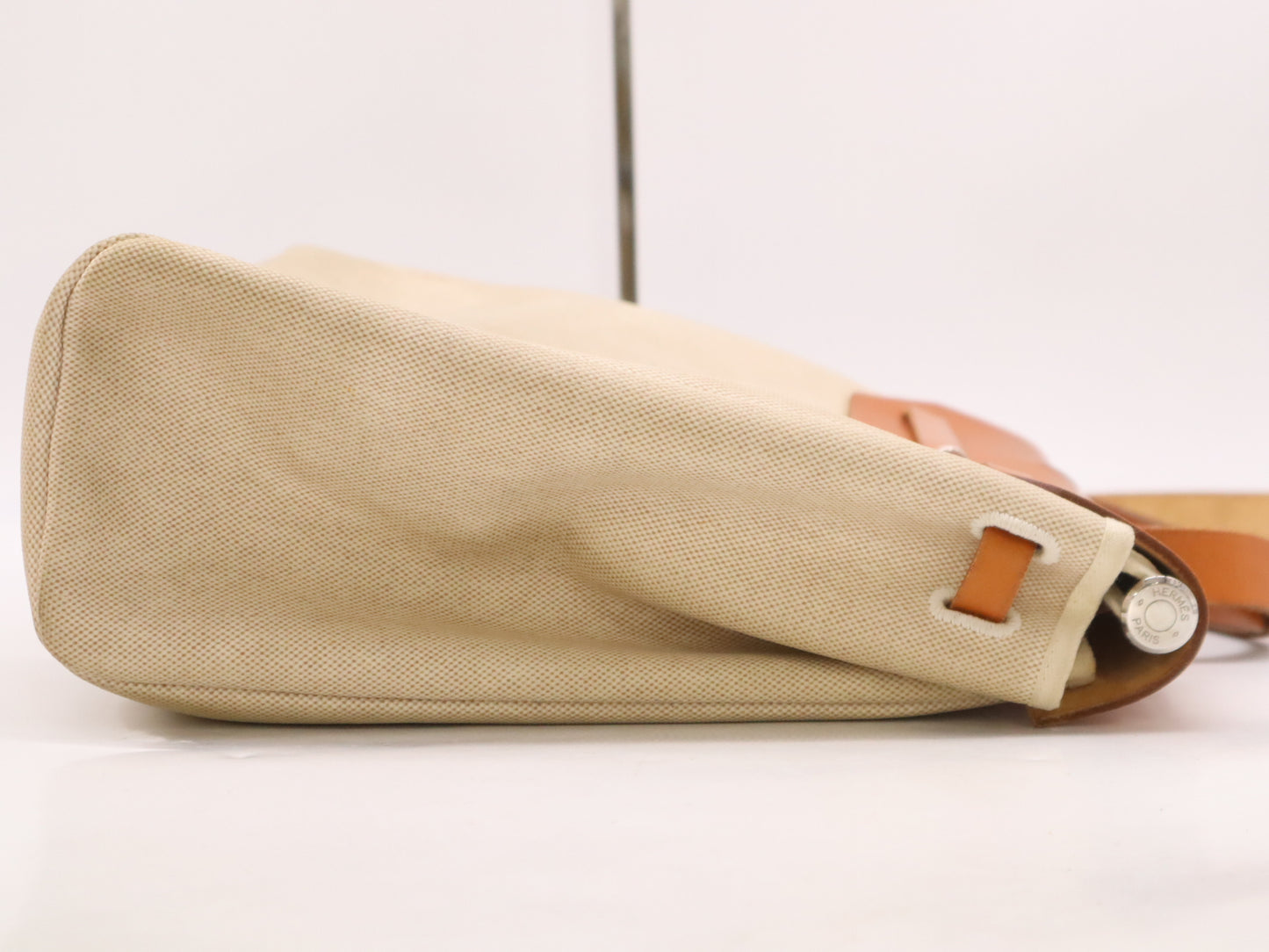 HERMES Leather and Canvas Airbag MM □C Stamp 1999 Brown Beige Shoulder Bag with Spare Bag