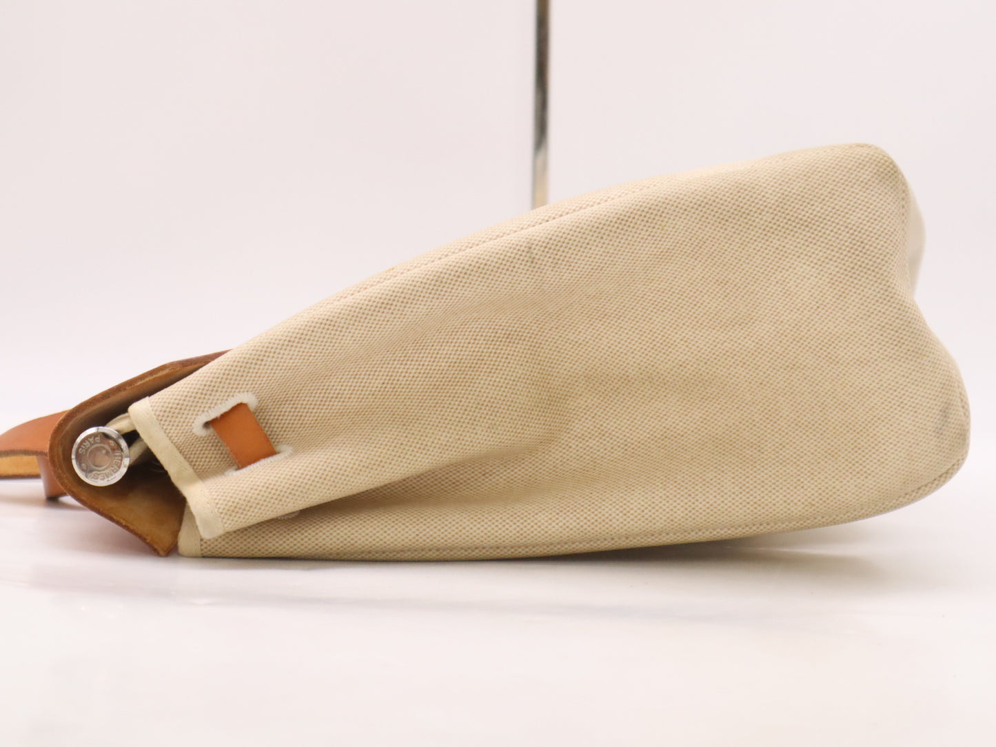 HERMES Leather and Canvas Airbag MM □C Stamp 1999 Brown Beige Shoulder Bag with Spare Bag