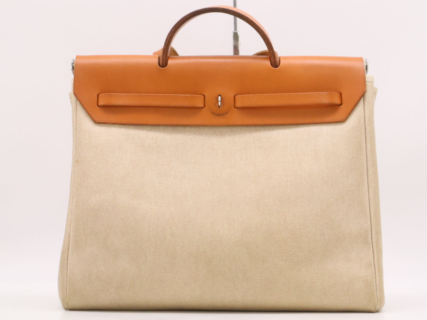 HERMES Leather and Canvas Airbag MM □C Stamp 1999 Brown Beige Shoulder Bag with Spare Bag