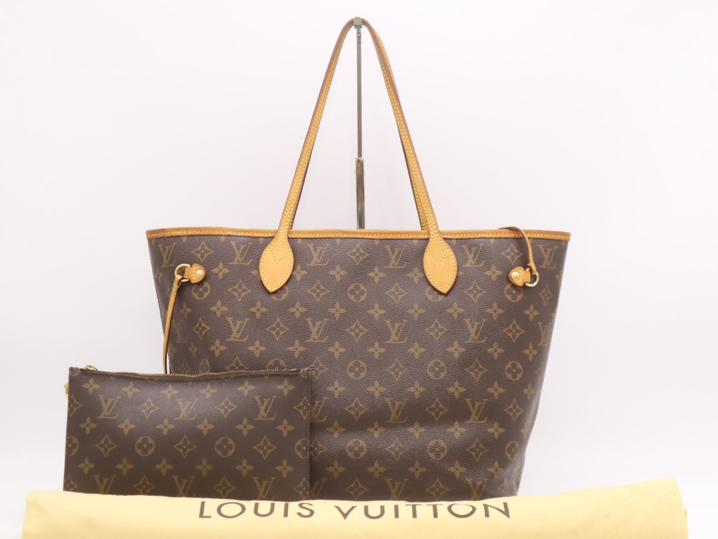 LOUIS VUITTON M40996 Monogram Neverfull MM Fuchsia Tote Bag with Pouch and Dust Bag