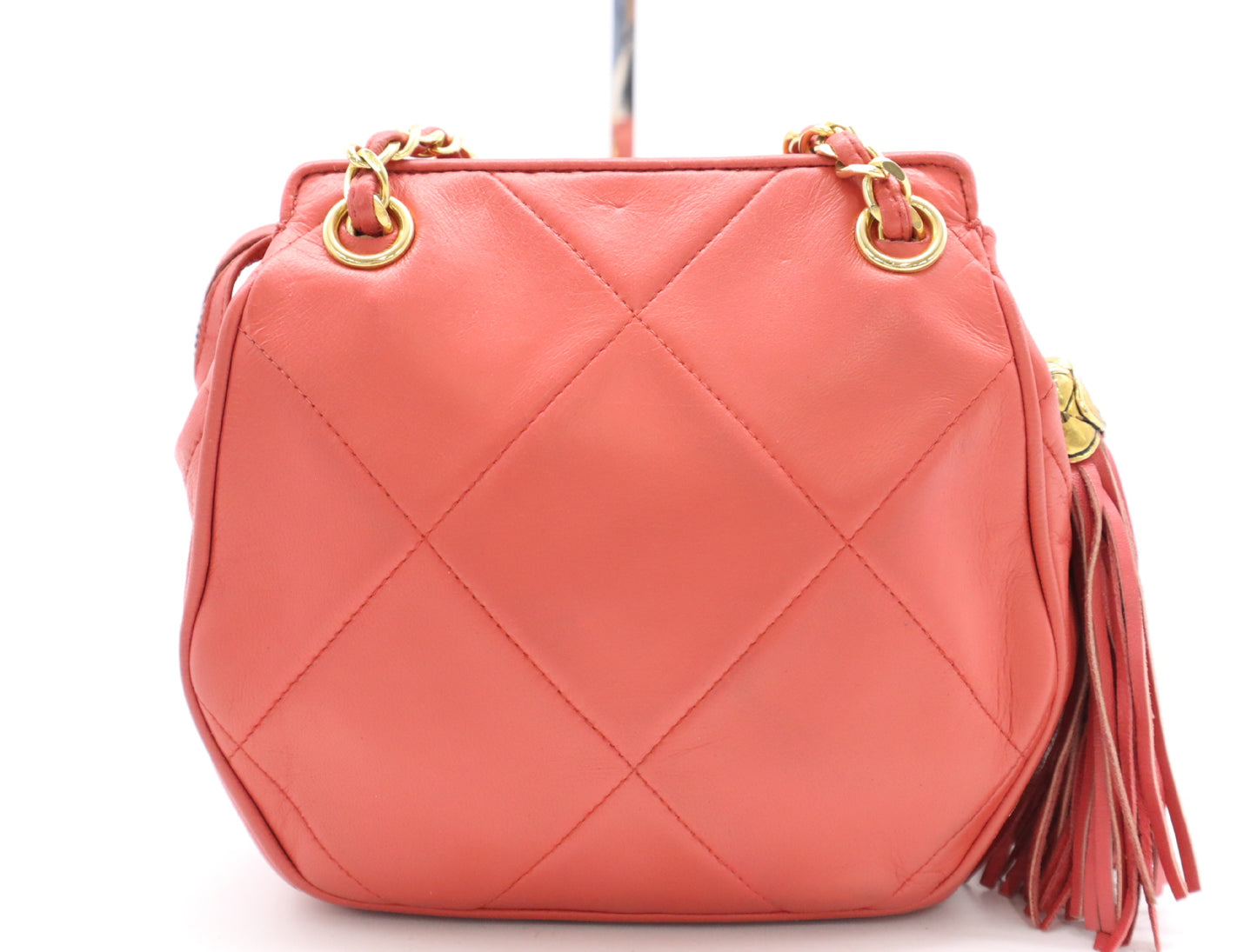 CHANEL Lambskin Matelasse Chain Shoulder Bag with Fringe, GD Hardware, Red Seal, 1728569 Shoulder Bag