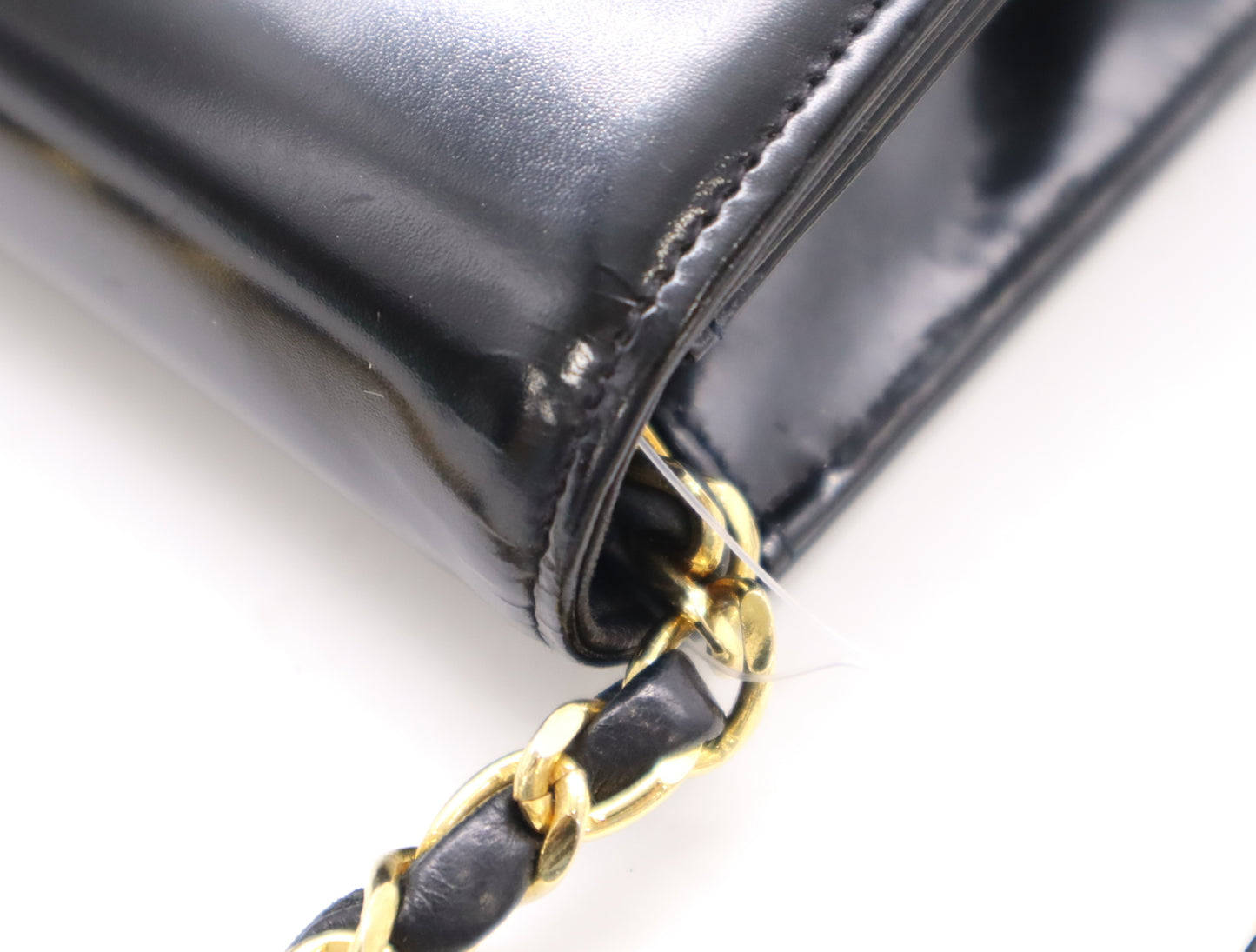 CHANEL Patent Leather Coco Mark Chain Shoulder Bag with GD Hardware, Black, Dust Bag Included