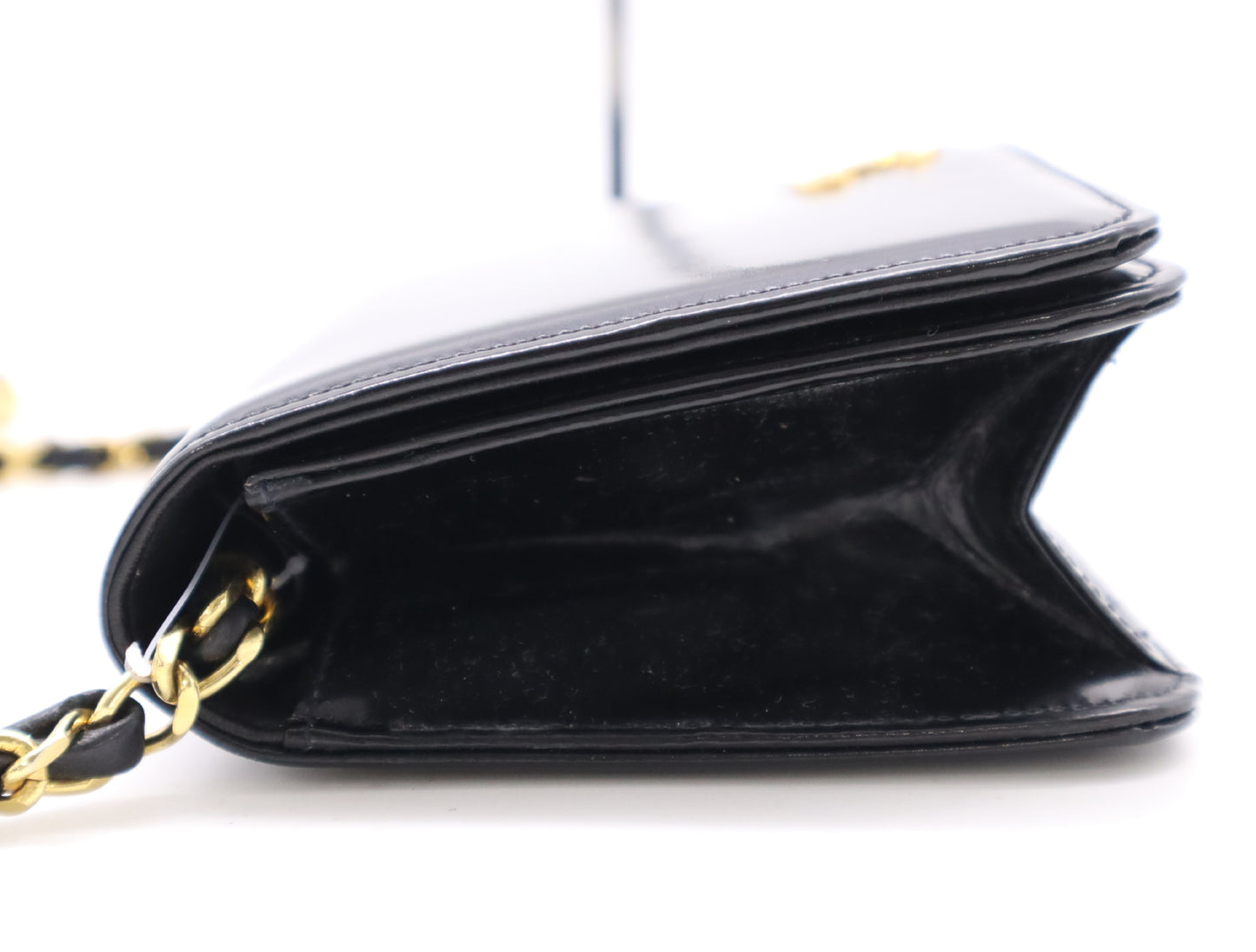 CHANEL Patent Leather Coco Mark Chain Shoulder Bag with GD Hardware, Black, Dust Bag Included
