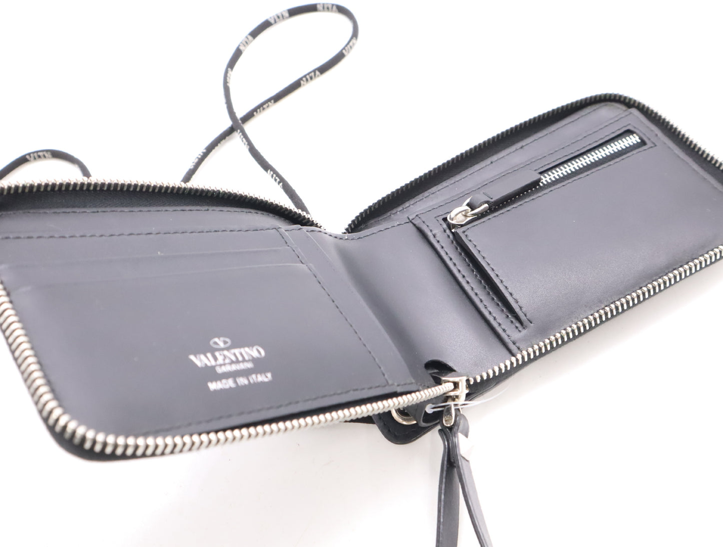 VALENTINO WY2P0P90LVNVLTN Neck Strap Wallet Leather Black Wallet