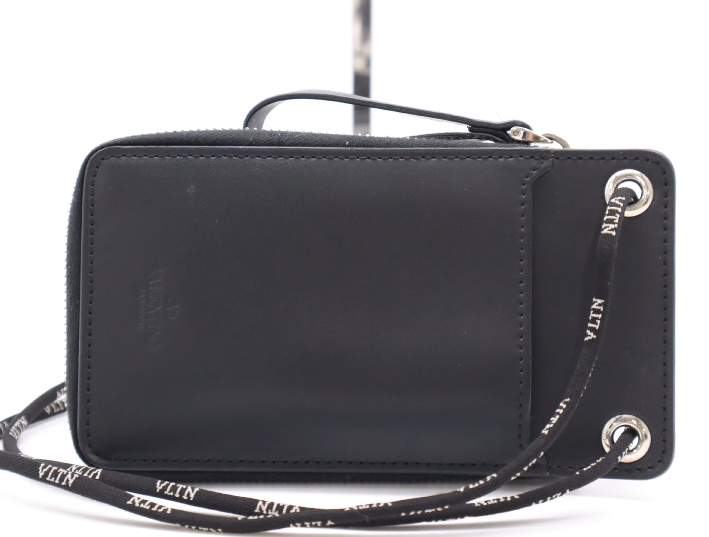 VALENTINO WY2P0P90LVNVLTN Neck Strap Wallet Leather Black Wallet