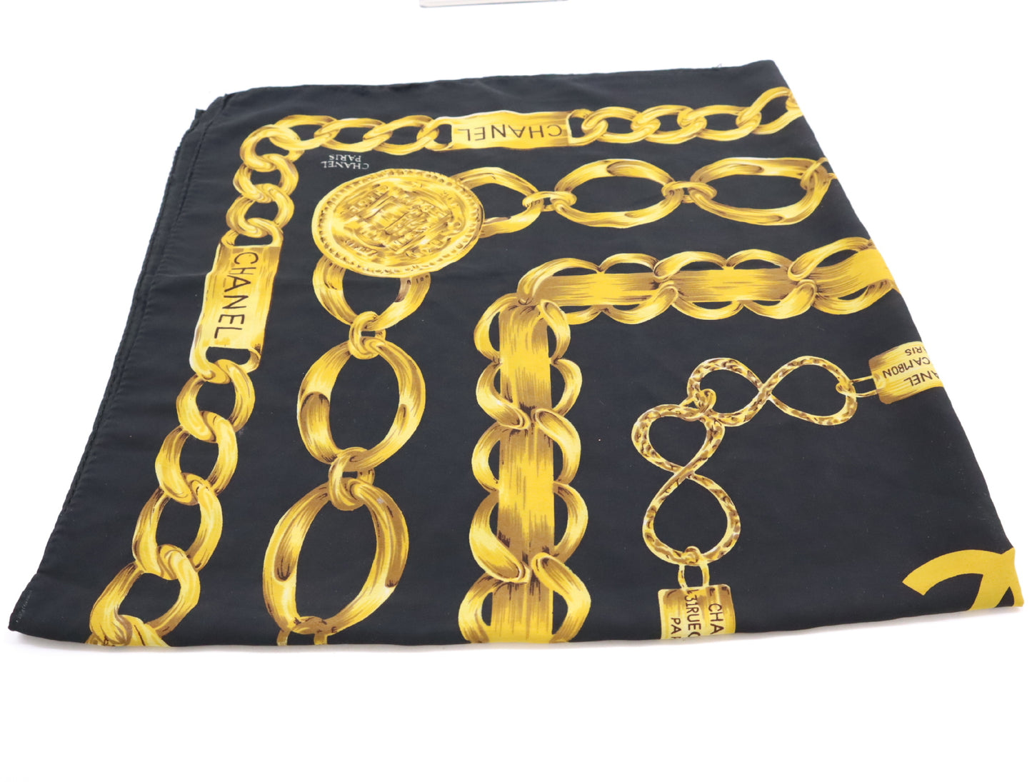 CHANEL Coco Mark Chain Large Scarf Black Scarf