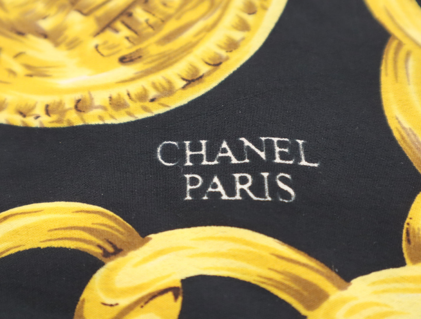 CHANEL Coco Mark Chain Large Scarf Black Scarf