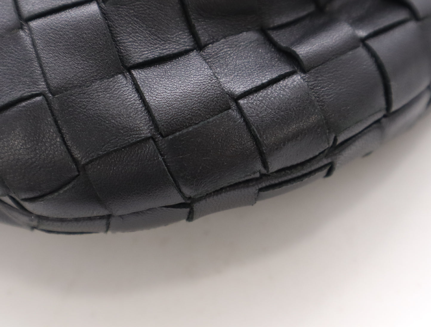 BOTTEGA VENETA 651876 Lambskin Intrecciato Mini Jodie Nappa Handbag in Black