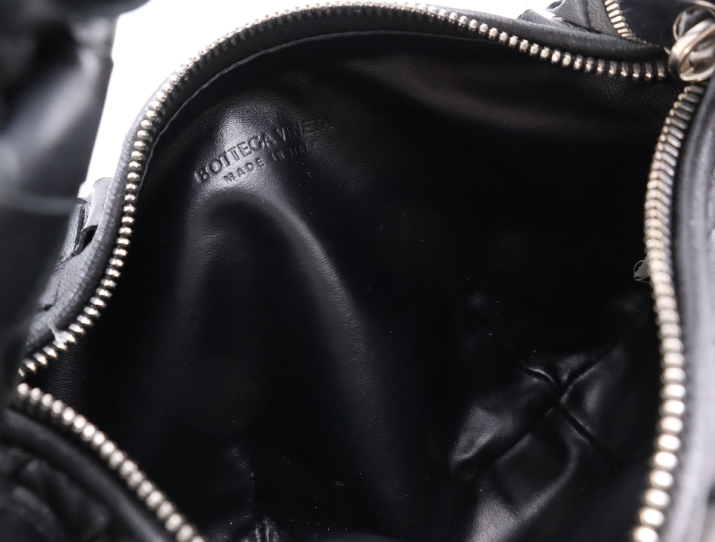 BOTTEGA VENETA 651876 Lambskin Intrecciato Mini Jodie Nappa Handbag in Black