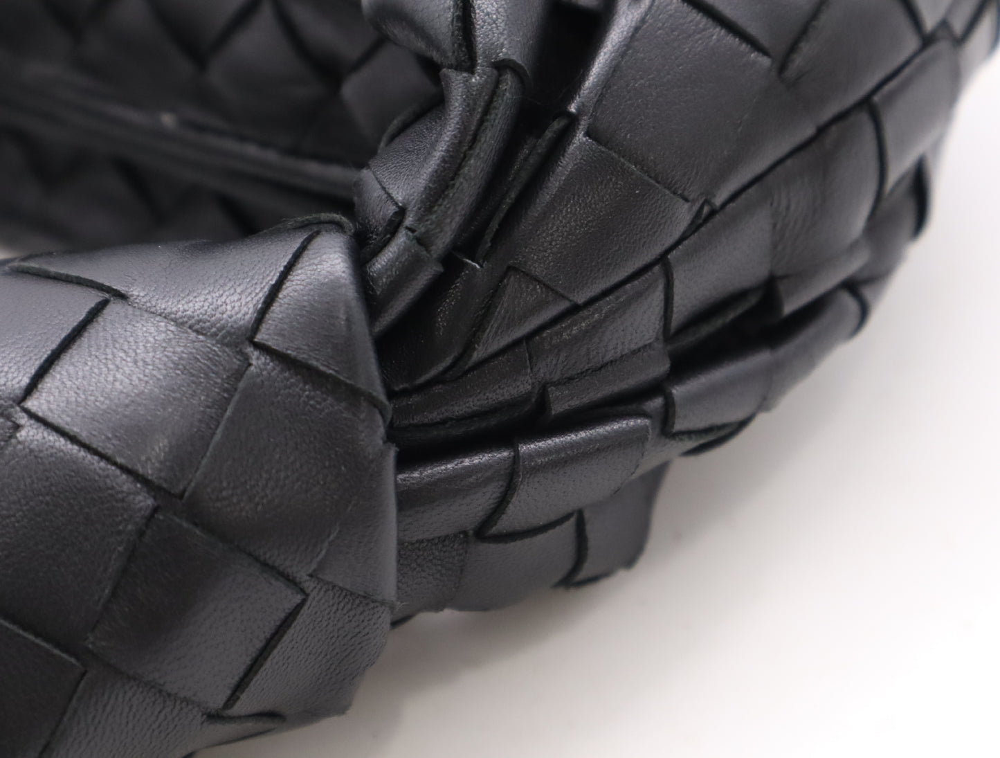 BOTTEGA VENETA 651876 Lambskin Intrecciato Mini Jodie Nappa Handbag in Black