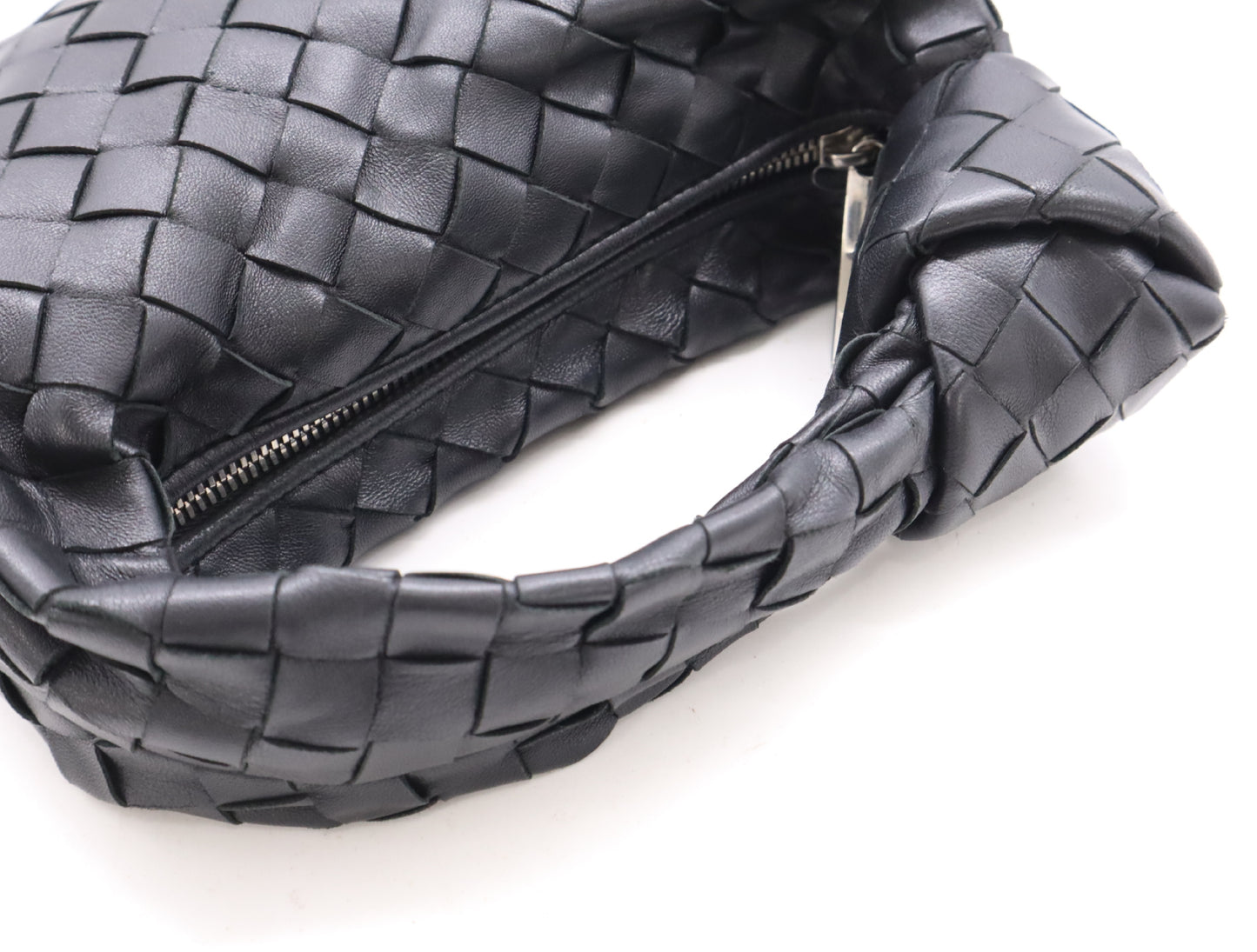 BOTTEGA VENETA 651876 Lambskin Intrecciato Mini Jodie Nappa Handbag in Black