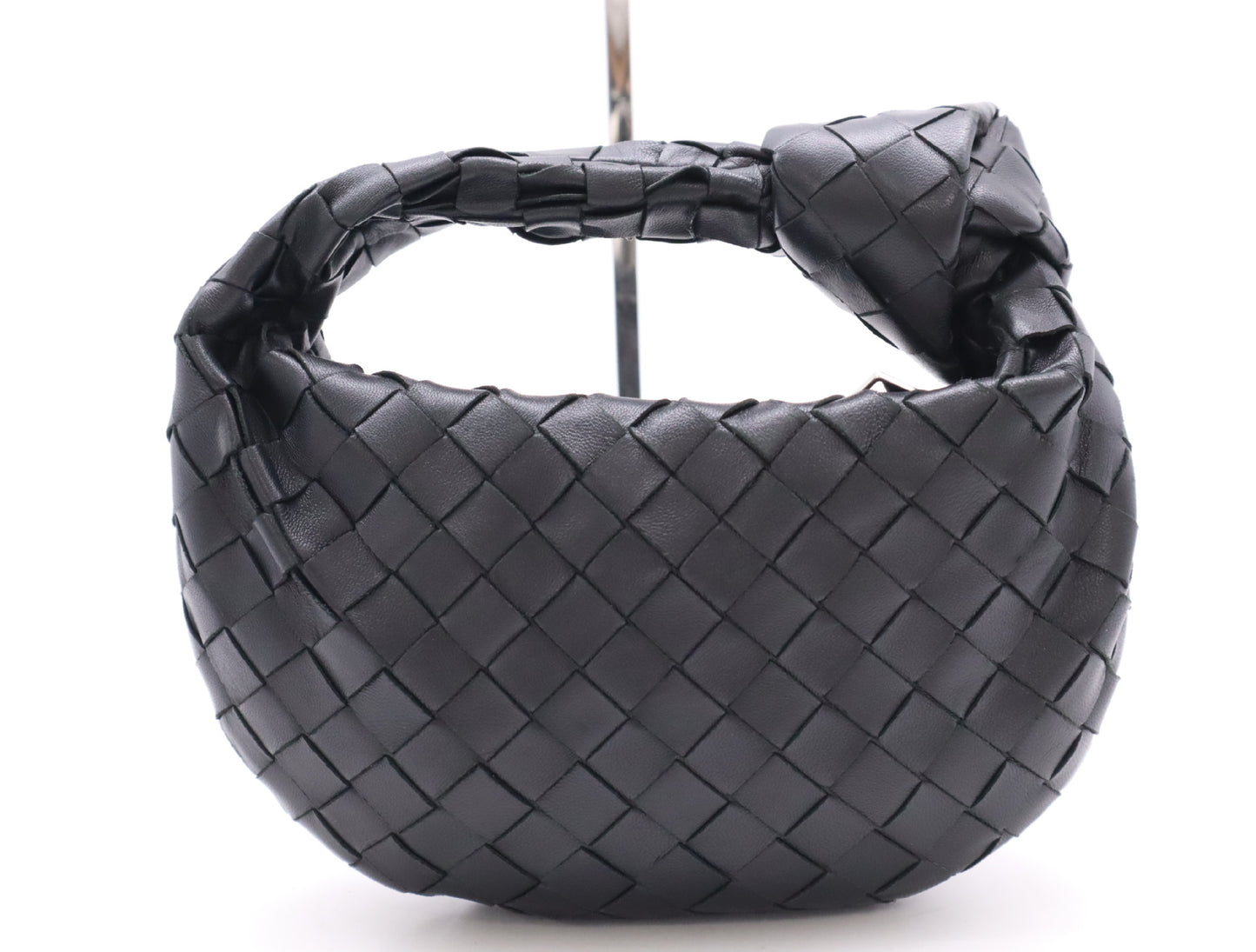 BOTTEGA VENETA 651876 Lambskin Intrecciato Mini Jodie Nappa Handbag in Black