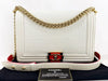 CHANEL Boy Bicolor White Shoulder Bag, W28cm , Gold Hardware, with G Card and Sticker, 18881219