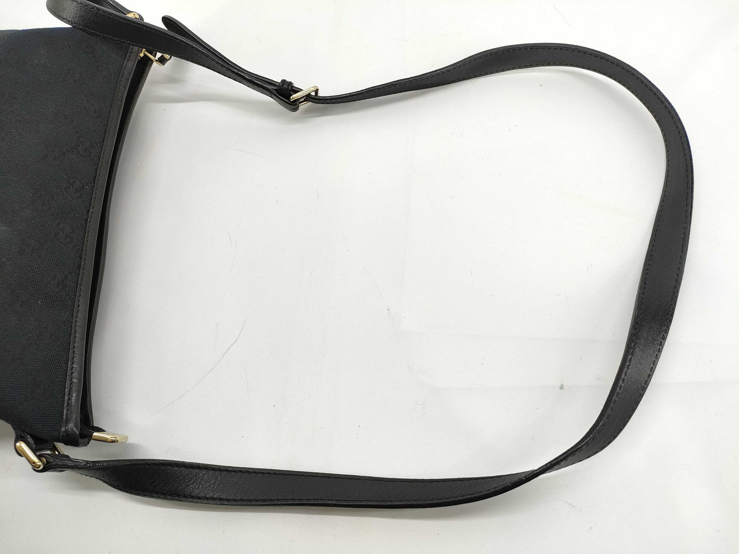 GUCCI GG Canvas Shoulder Bag, Black, Interlocking Pattern