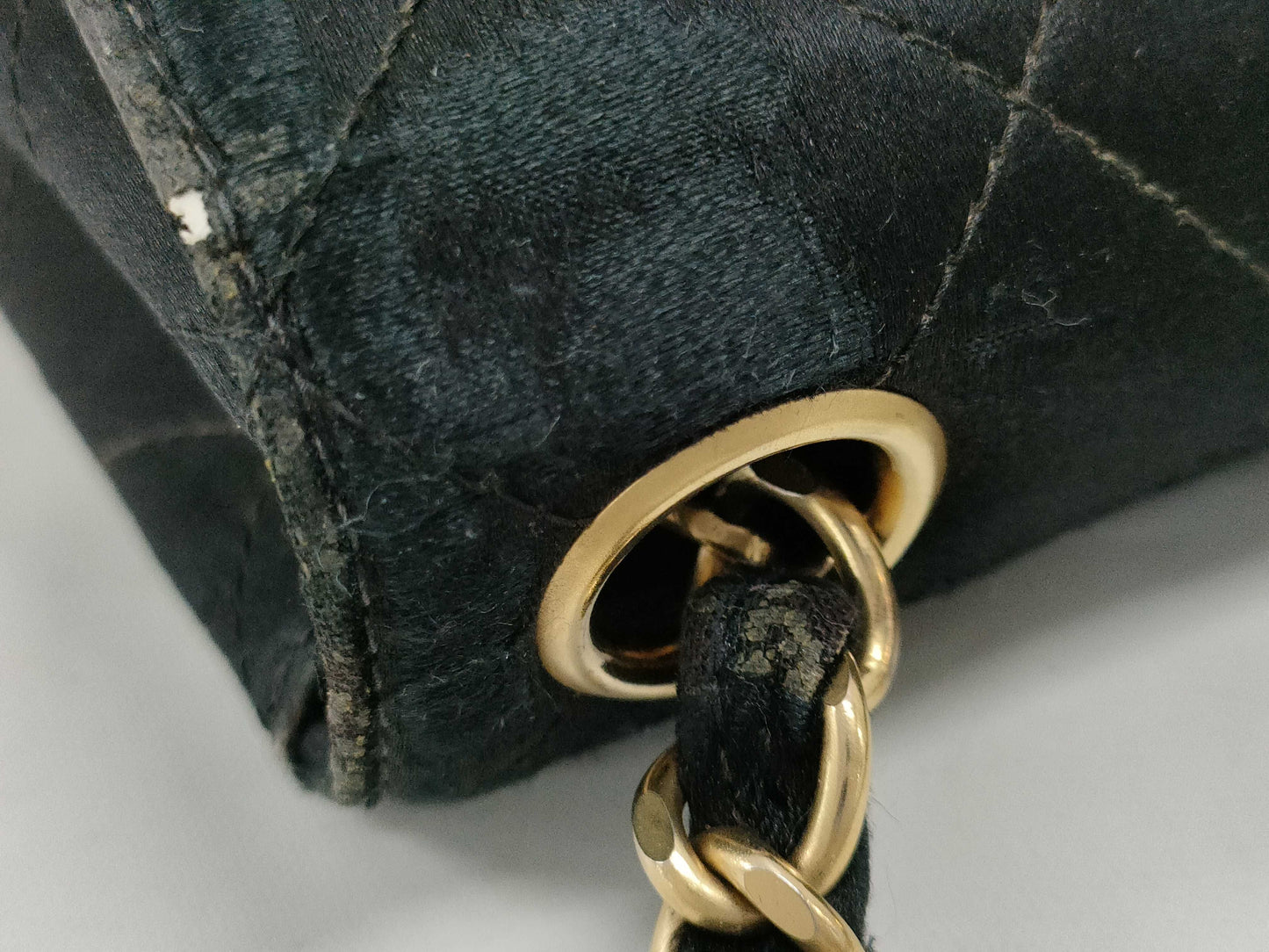 CHANEL Matelasse Satin Chain Turnlock Black Shoulder Bag