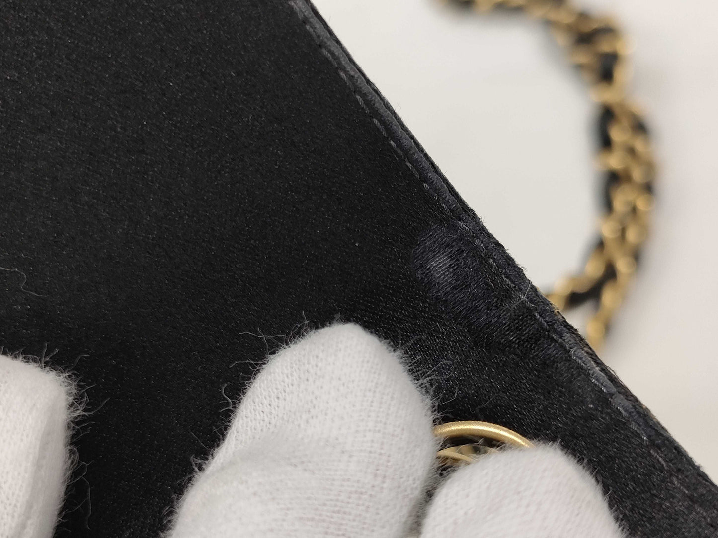 CHANEL Matelasse Satin Chain Turnlock Black Shoulder Bag