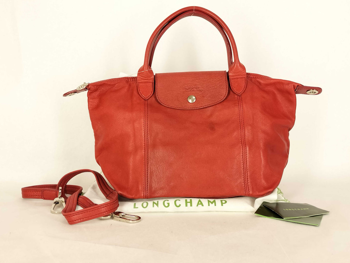 LONG CHAMP Le Pliage 2-Way Handbag Leather Handbag