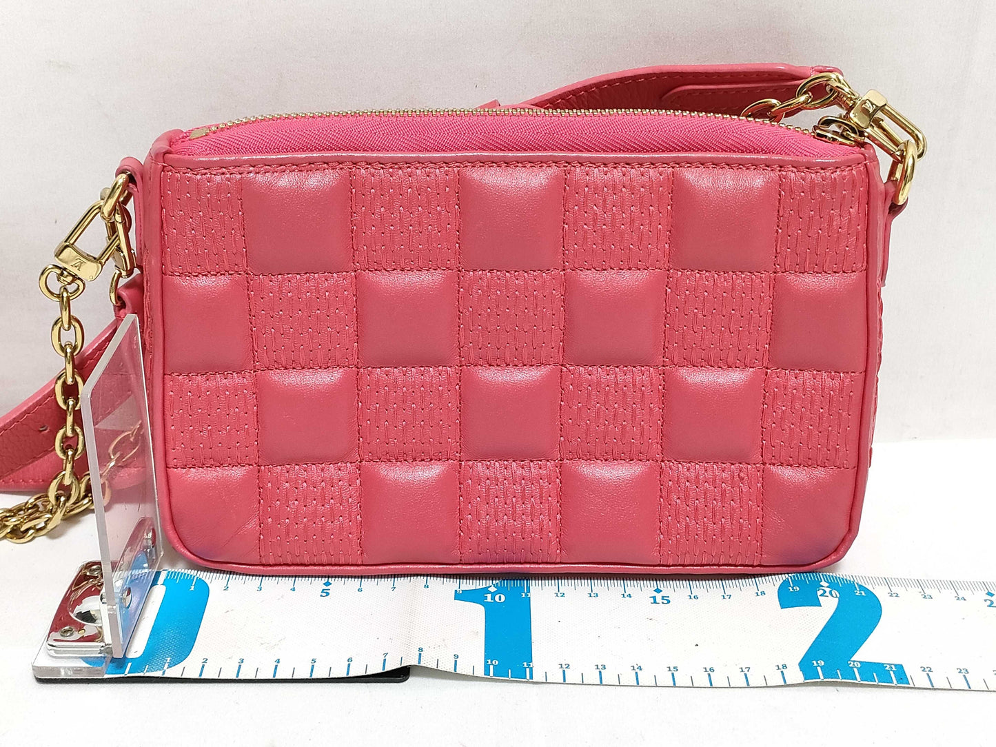 LOUIS VUITTON Damier Troca Leather Shoulder Bag M59049 Pink
