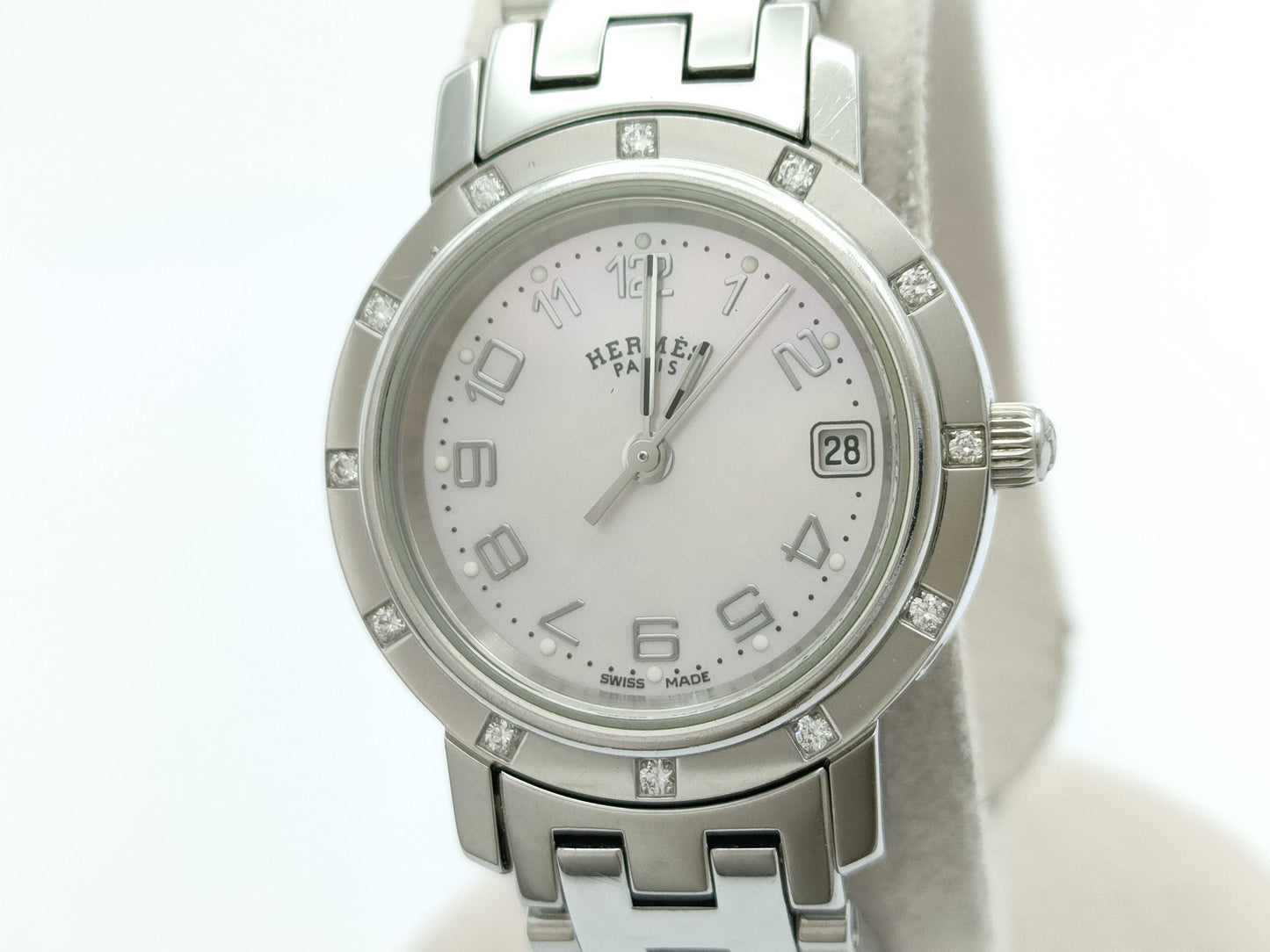 HERMES Clipper CL4.230 2603362 Pink Shell Unworked Women's Watch