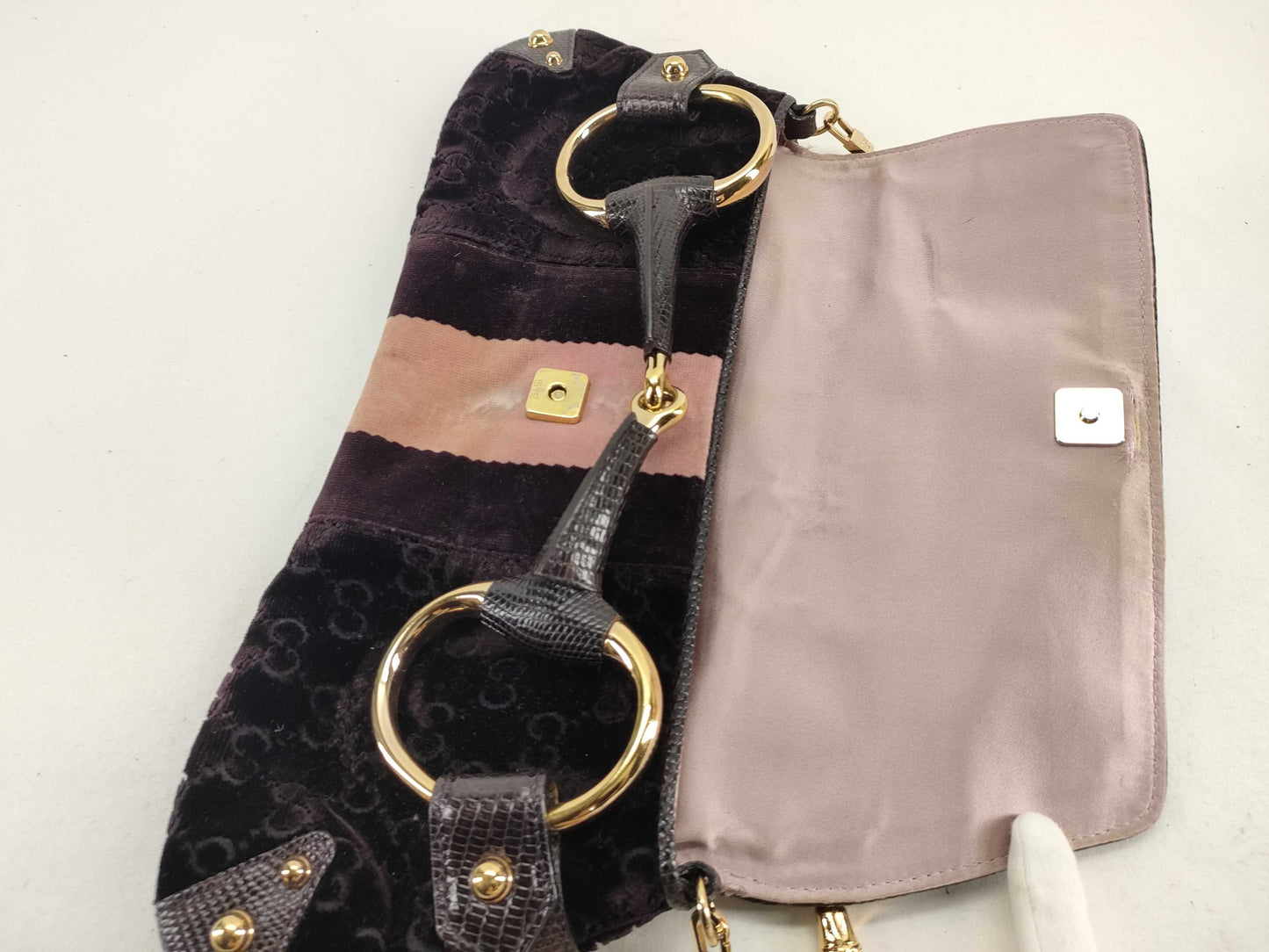 GUCCI Bamboo Gucci GG Suede Bamboo Shoulder Bag Shoulder Bag