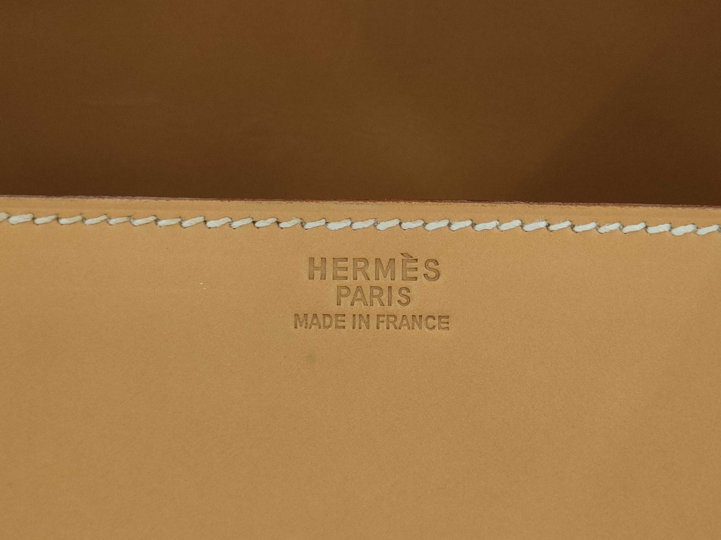 HERMES Drag II Handbag Box Calf □D Natural Handbag