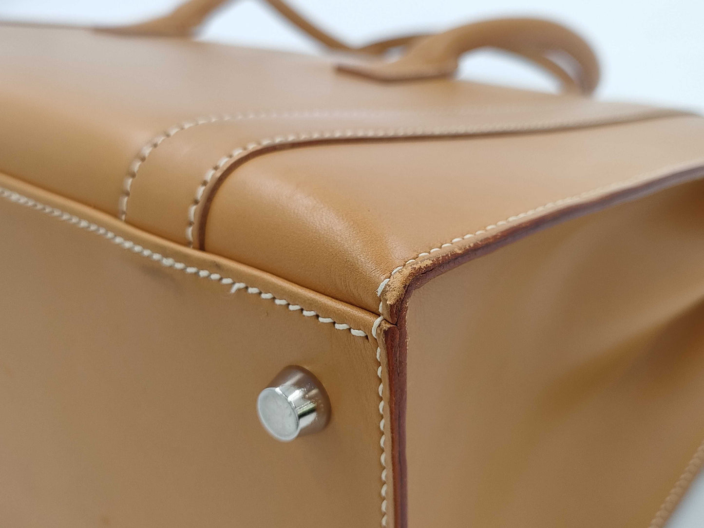 HERMES Drag II Handbag Box Calf □D Natural Handbag